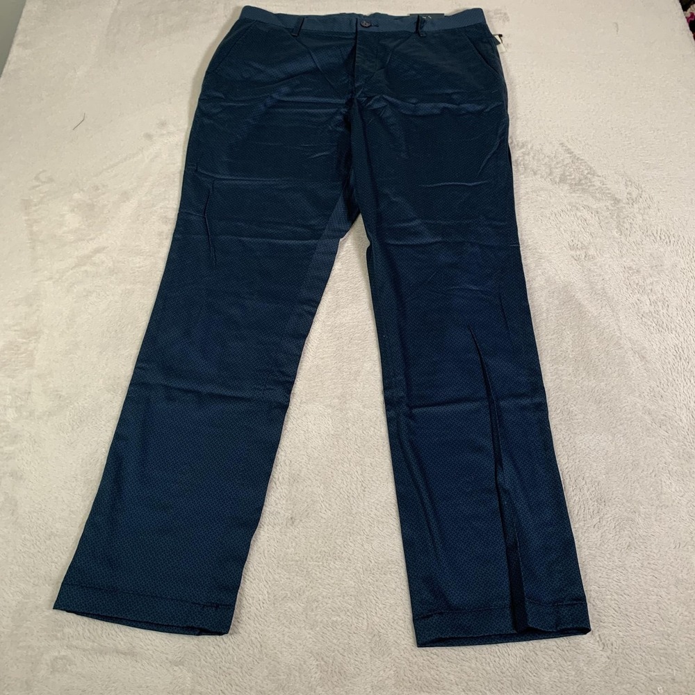 Perry Ellis Pants Mens 34x32 Blue Slim‎ Stretch Chino Principles Dark Sapphire